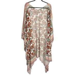 Style Rack Boho Kimono Duster Womens One Size Floral Scarf Hem Lightweight USA